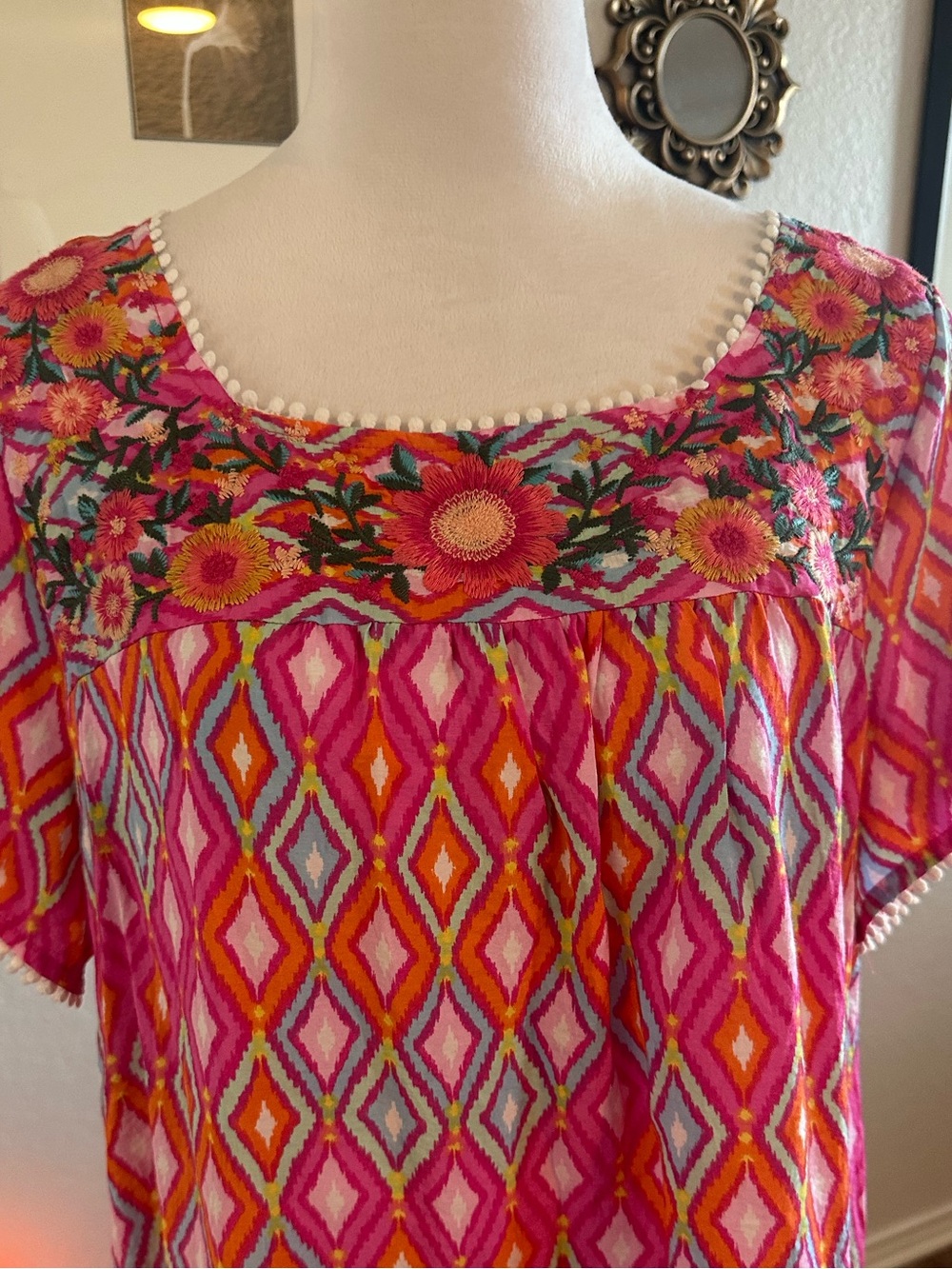 Savanna Jane Geometric Aztec Embroidered Top - Picture 3 of 7